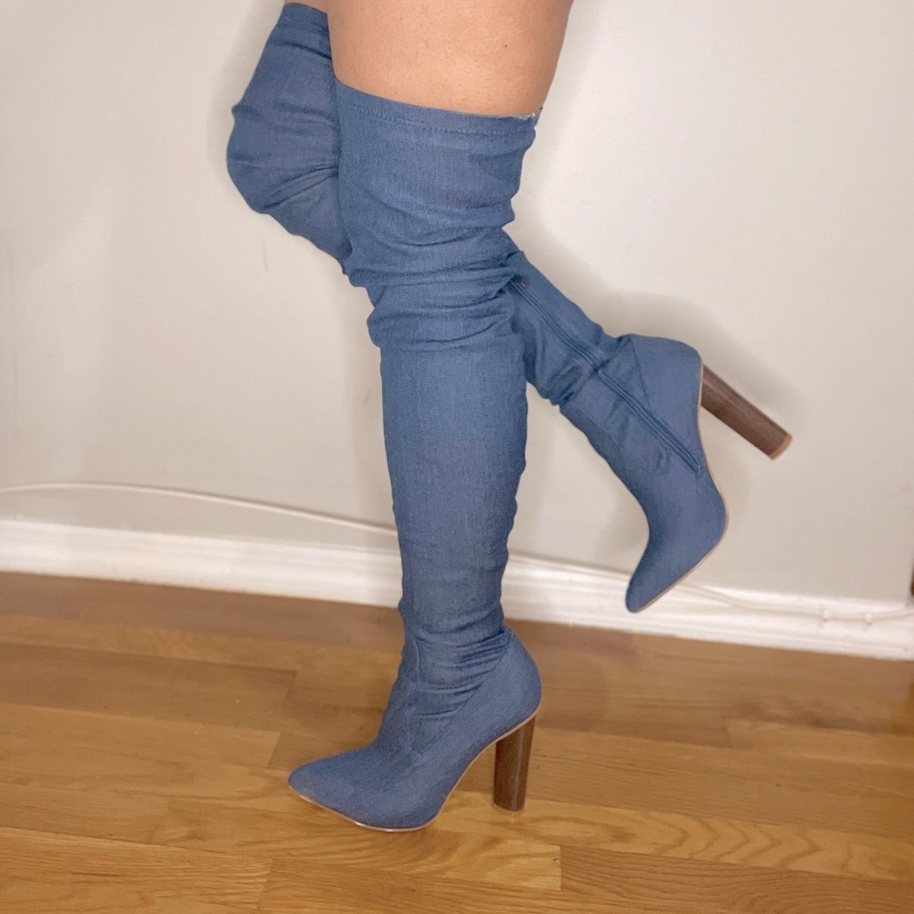 MissGuided Over the Knee Denim Boot
